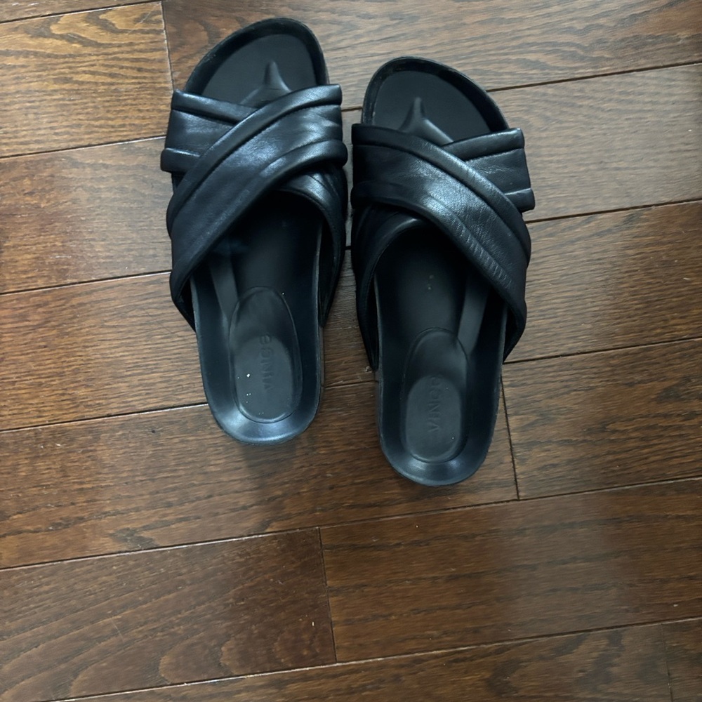 Vince Black Slide Sandals